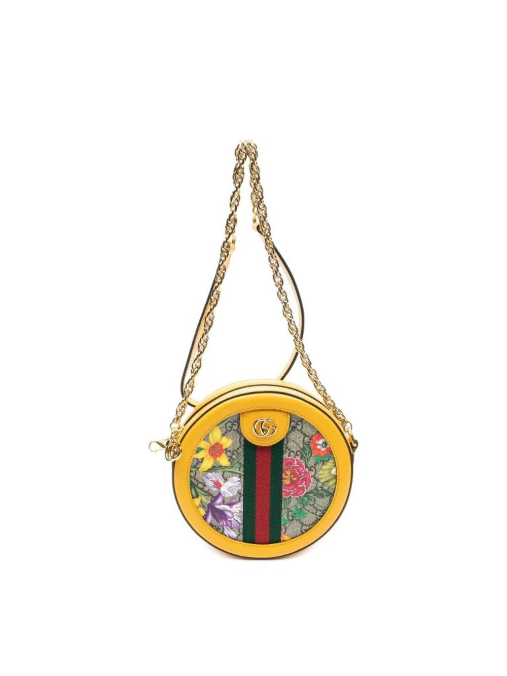 Gucci Mini Web Ophidia Crossbody Yellow Beige Floral Print Supreme Canvas